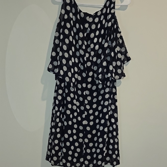 Connected Apparel Blue and Black Ruffled Cut Out Midi Dress - Picture 4 of 5